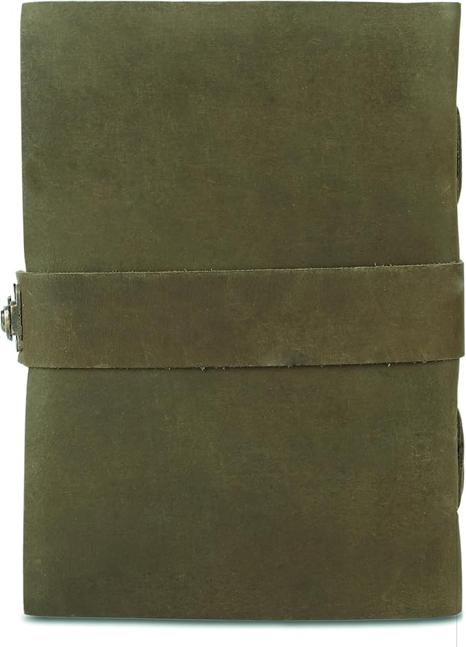 Vintage Leather Journal Handmade Buffalo Deckle Edge Paper – Leather Bound Journal for Women Men Vintage C-Lock Closure Ideal for Writing & Travel for Artists