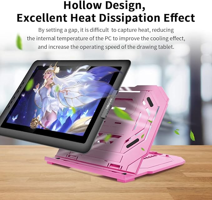 Drawing Tablet Stand, Laptop Foldable Stand for Tablet Display, 9 Levels Adjustable Angles with a Built-in Phone Holder, for 12-17 inch Drawing Tablet, Smartphones