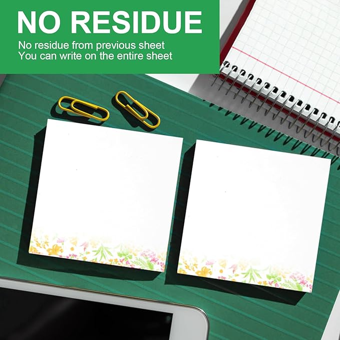 VIBRANZLAB Artsy Pads, Cute Sticky Notes 3x3, 12 Pads of 50 Sheets, Floral Sticky Notes Cute for All Occasions. Perfect Planner Accessories, Phone Message Pads for Office, VL-FSN-134