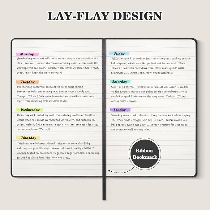 OMEYA 8 Pack Lined Journal Notebooks for Work, 100gsm Thick Paper, 5.7"x 8.3", College Ruled Black A5 Notebook Bulk, Leather Journal for Writing, Hardcover Notebooks for School, Office, Journal for Men