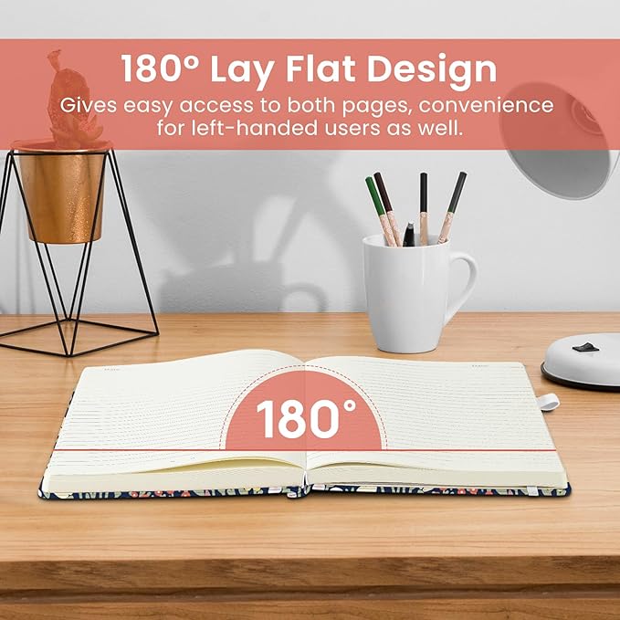 Taja Pretty Lined Journal for Women, Aesthetic Cute Hardcover Leather Journal for Writing, A5 College Ruled Notebook for Work & Note Taking, Perfect for Office School Home, 160 Pages, Petite Blooms