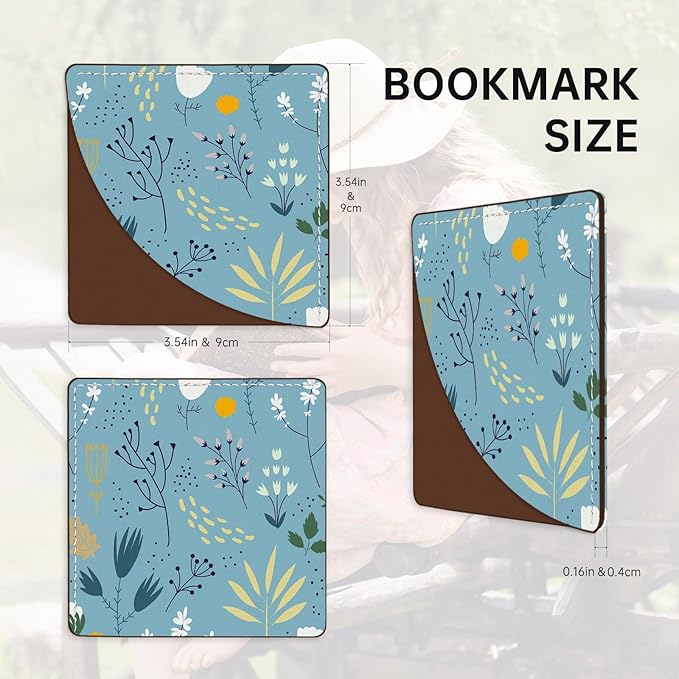 2 Pack Flower Leather Book Corner Bookmark, Durable Handmade Reading Accessories - Gifts for Readers, Women, Men, Teachers, Students 5