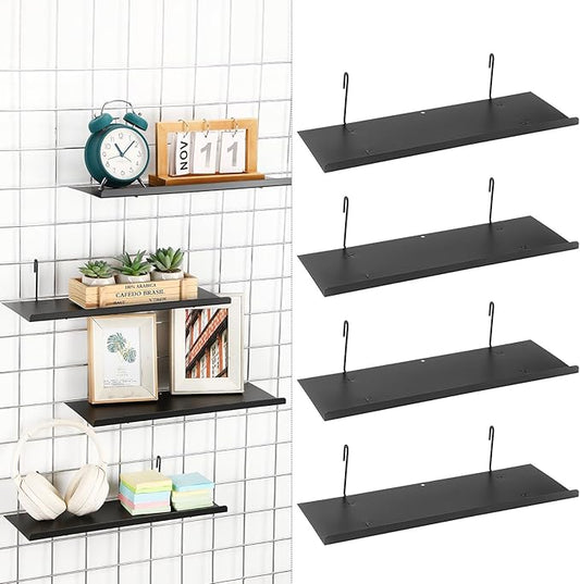Pinkunn 4 Pcs Gridwall Shelf Metal Hanging Shelf Wall Grid Accessories for Panel Wall Accessories Metal Display Hanging Hooks for Home Show Retail Store Craft (15.75 x 5.91 Inch)