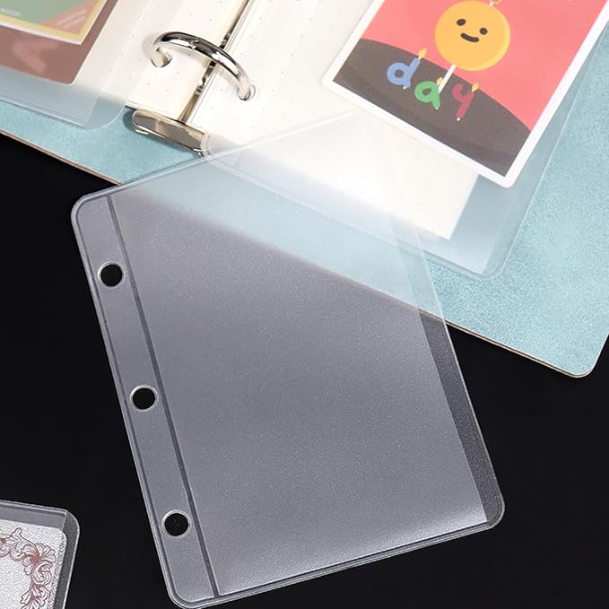 NatSumeBasics 24 Mini Binder Pockets Zipless A9 Binder Inserts 2" x 3.5" Frost PVC Sheet Card Protectors for Cash Binder Photos Cards Bills Organize (Mini 24pcs)