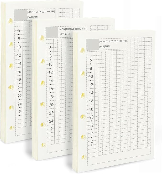 A7 Planner Refill, 3 Pack 135 Sheets/270 Pages Planner Inserts Thick Refillable Paper, 6 Ring Filler Inserts Loose Leaf Dairy Refill for 6 Hole Binder Journal Notebook(4.72'' x 3.34'')