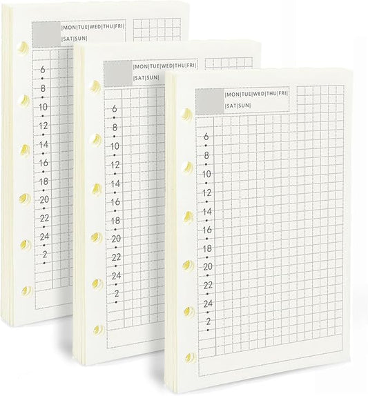 A7 Planner Refill, 3 Pack 135 Sheets/270 Pages Planner Inserts Thick Refillable Paper, 6 Ring Filler Inserts Loose Leaf Dairy Refill for 6 Hole Binder Journal Notebook(4.72'' x 3.34'')
