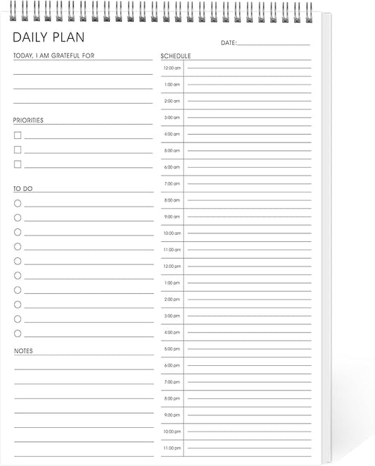 24 Hour Daily Planner - To Do List for Work & Personal Life, Productivity Everyday Planner, Daily Schedule, 6.5 x 9.8