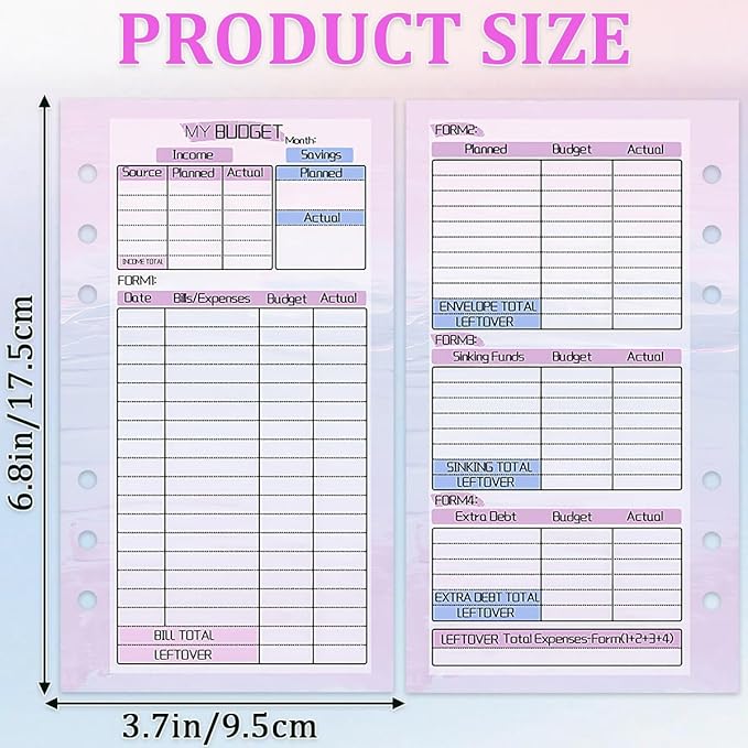 A6 Binder Planner Inserts, Monthly Weekly Planner Refills Budget Sheets, Colored Index Stickers, Binder Pockets and Today Ruler, Index Paper Divider, for A6 Binder Planner Accessories(6 Hole)