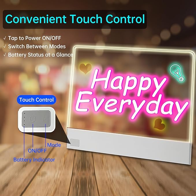 Led Drawing Board for Kids,13.2'' x 10'' Rechargeable Led Note Board with Colors,Doodle Glow Board,3 Modes & 5 Colors Acrylic Dry Erase Board with 8 Markers Valentines Day&Birthday Gifts for Kids