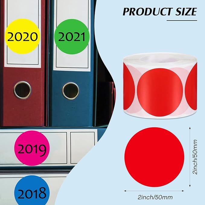 Yahenda 4000 Pcs Dot Stickers 2 Inch Circle Color Coding Labels Adhesive Round Stickers for File Classification Inventory Organize, 8 Colors