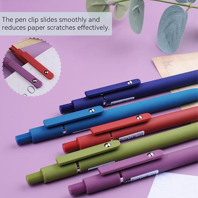 Gel Pens, 5Pcs 0.5mm Fine Point Black Ink Pens With Smooth Writing,Office Desk Accessories,Quick Dry Pens For Journaling,Ballpoint Writing Supplies, Gift for Women and Men (Retro)