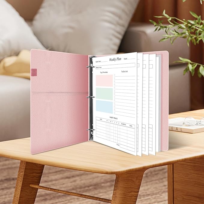 (2-Pack) 3-Hole Weekly Planner Refills - 106 Sheets/212 Pages Colorful Weekly Planner for 3 Ring Binders, 100 gsm White Paper, Lasts 2 Year, Undated, 8.5'' x 11''