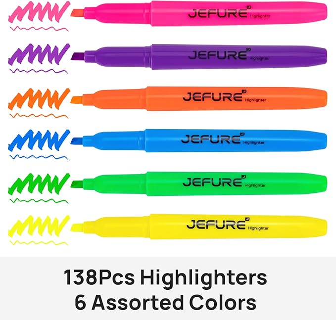 138 Pcs Highlighters, Chisel Tip, Assorted Colors Bible Highlighters Bulk - Quick Dry, Ideal for Studying, Note-Taking, School Supplies for Teachers