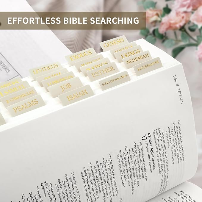Bible Tabs for Women & Men, Laminated Bible Tabs for Study Bible, Large Print Bible Tabs for Easy Navigation, Bible Index Tabs, 66 Tabs Old & New Testament, Extra 9 Blank Tabs - Beige