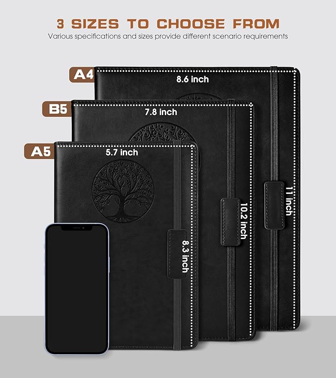 Lined Journal Notebook for Women Men,256 Pages B5 Large Hardcover Leather Journals for Writing,Travel,Business,Work & School,College Ruled Notebooks for Note Taking,Diary Notepad 7.8"×10.2"