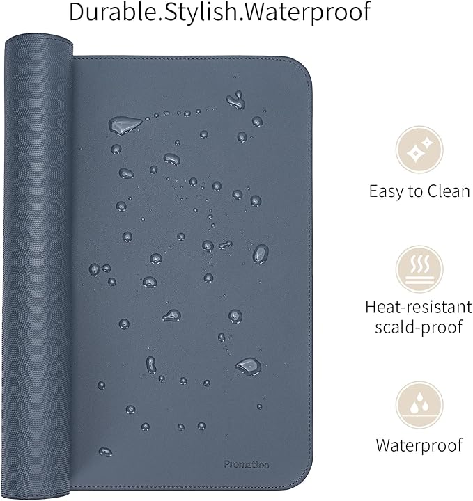Oversized Non-Slip Desk Pad Protector with Premium Gift Box – Vegan Leather Waterproof Laptop Mat for Keyboard & Mouse, Grips Desk Firmly – Large Office Pad– Dusk Navy