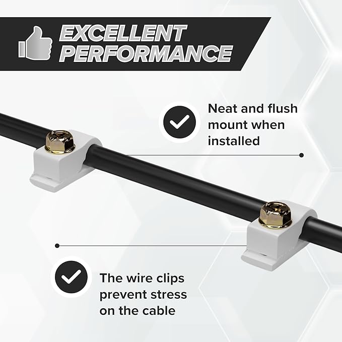 THE CIMPLE CO - Single Coaxial Cable Clips, Cat6, Electrical Wire Cable Clip, 1/4 in (6 mm) Screw Clip and Fastener, White (100 Pieces per Bag)