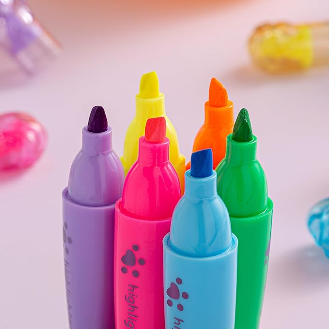 6 Colors Highlighter Markers Pen, Chisel Tip, Bible highlighters No Bleed, for Bible Study School, Home, and Office Use, Teacher Supplies
