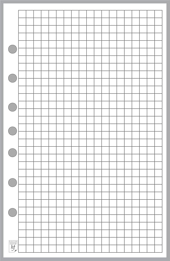 Classic Size Graph Paper Refill, 0.25” Grid, Sized and Punched with 7 Holes for 7-Ring Notebooks Such as Franklin, etc. (5.5" x 8.5")