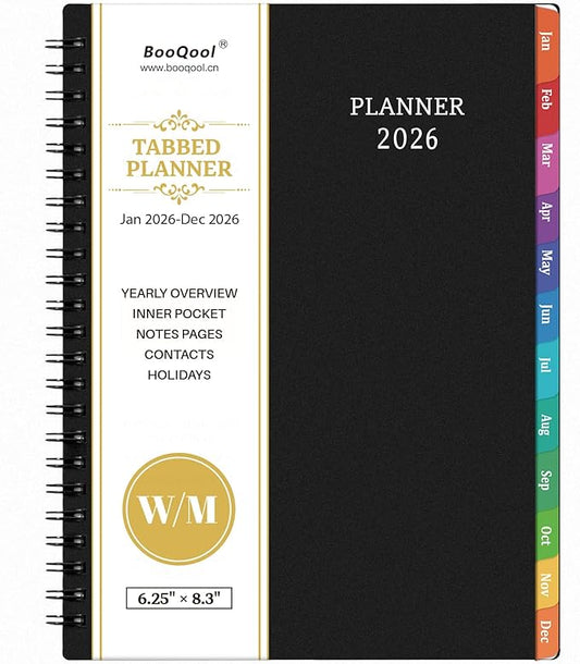 2026 Planner - Planner 2026, 2026 Planner Weekly and Monthly with Tabs, Jan 2026 - Dec 2026, 6.25" × 8.3", Strong Twin-Wire Binding