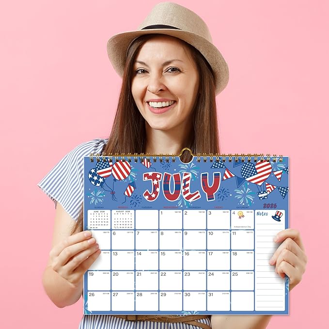 2026 Calendar - 18 Monthly Wall Calendar, July 2025 - December 2026, 8.5" x 11", Calendar 2026 with Twin-Wire Binding, Hanging Hook, Blocks and Julian Dates (2025-2026 Wall Calendar)