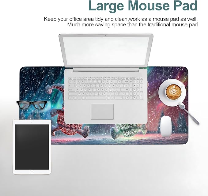 Gnome Christmas Extended Mouse Pad XL 31.5"x11.8" – Festive Holiday Desk Mat – Non-Slip Rubber Base, Stitched Edges