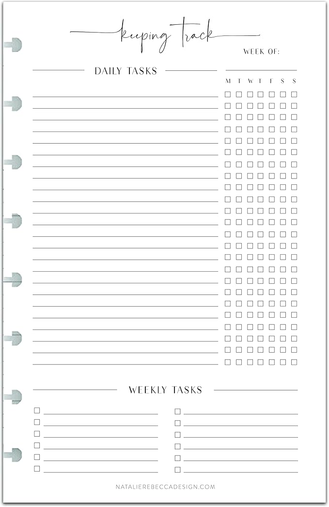 BetterNote Keeping Track Refill Pages for Discbound Notebook, Habit Tracker, Fits Disc TUL, Daily Weekly To Do, Happy Planner, ARC, Levenger Circa, Talia (Modern- 12 months, 8-Disc, 5.5"x8.5")