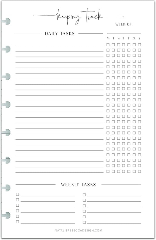 BetterNote Keeping Track Refill Pages for Discbound Notebook, Habit Tracker, Fits Disc TUL, Daily Weekly To Do, Happy Planner, ARC, Levenger Circa, Talia (Modern- 6 months, 8-Disc, 5.5"x8.5")