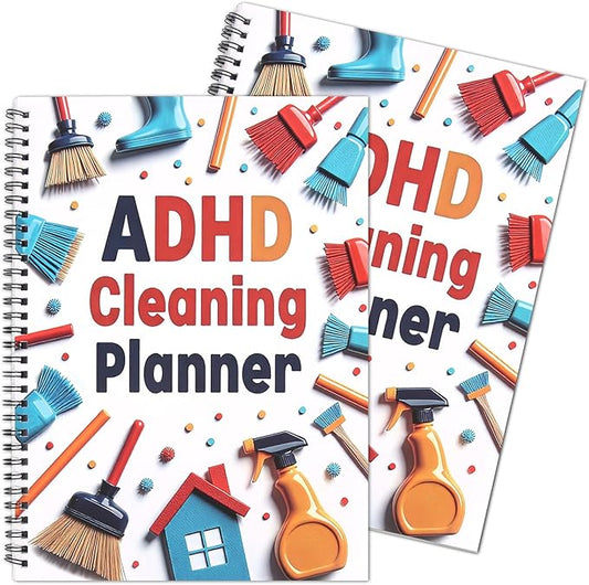 2pcs Adhd Cleaning Planner for Adults Women Teens Adhd Cleaning and Organizing Planner Cleaning Schedule and Checklist Notebook List Daily Weekly Monthly for Home Chore Chart Adhd Daily Planner