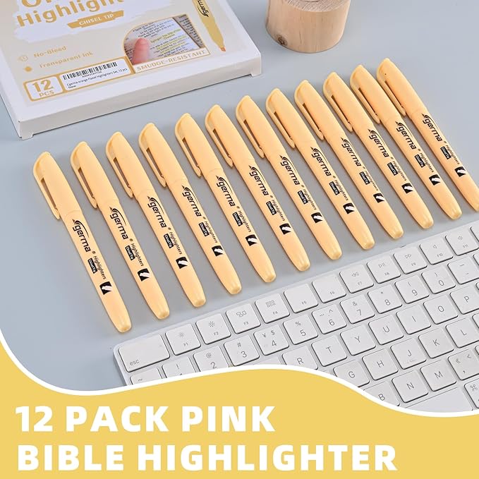 Yellow Highlighters 12 Pack, Mild Pastel Color, Chisel Tip Bible Highlighters No Bleed, Quick-Drying, Cute Aesthetic Markers for Journaling, Bible Study, School Office Supplies