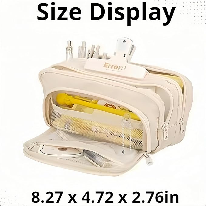 Big Capacity Pencil Case 3 Compartments Large Pencil Pouch Pen Bag Pencil Box Holder Organizer Simple Storage Aesthetic Stationery Cosmetic for Adults Men Women Office Essentials (Light Blue)