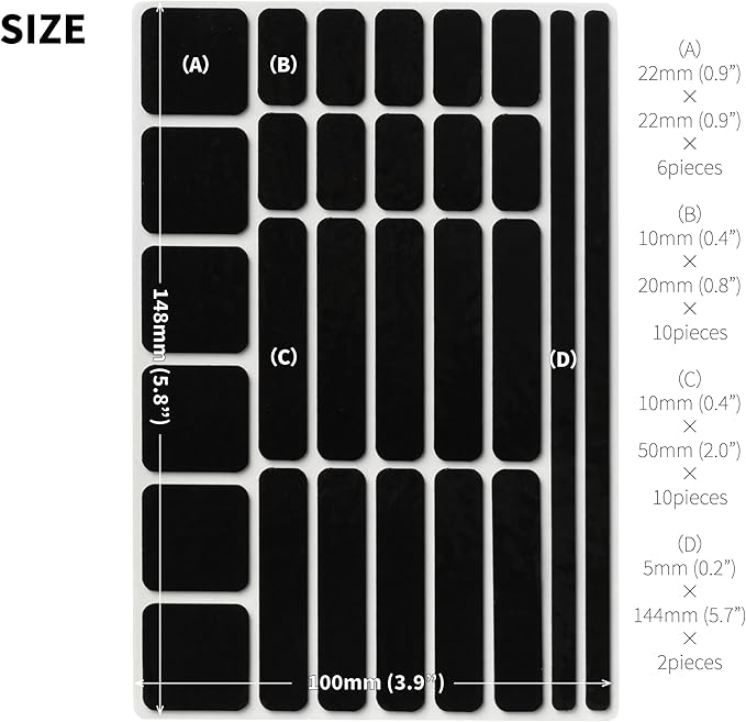 Non Slip Grip Stickers GRIPLUS Rectangle (Black, 100×148mm) - Reusable Adhesive Pad for Desk, Phone, Mouse, Office, Multi-Purpose