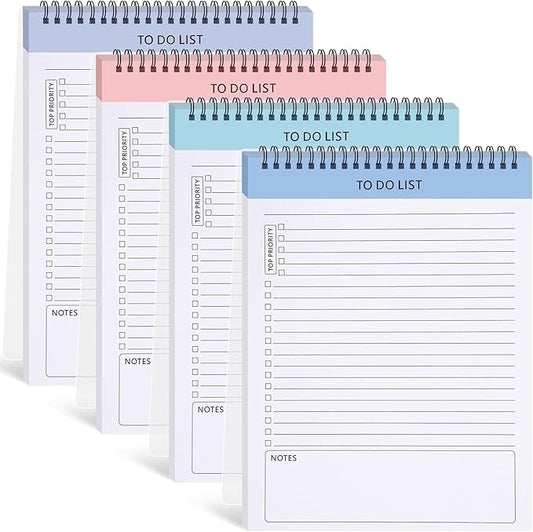 Kisston 4 Pcs to Do List Notebook Daily Planning Pad Spiral Book 8.5 x 11 Inches Activity Log Notepad Daily Activity Log Record Book for Work Boosting Productivity