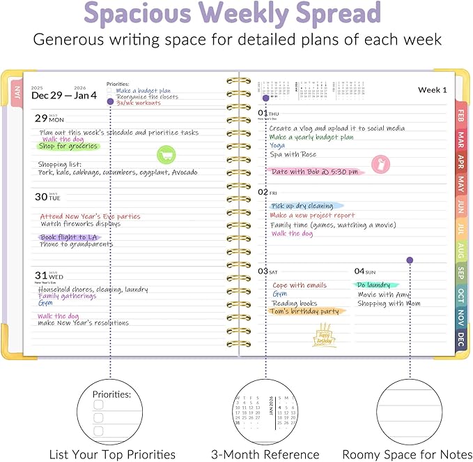 2026 Planner, Forvencer Calendar Planner Weekly and Monthly, Jan 2026-Dec 2026, 8.5" X 11", Hardcover Agenda Book, Daily Journal Organizer with Inner Pocket, Notebook Office School, A4, Marble Style