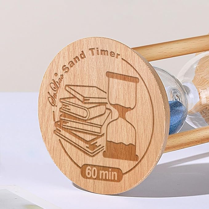 SuLiao Wooden Sand Timer 60 Minute Hourglass, Wood Blue Sand Clock, Small Watch 60 Min Timer, Hour Glass Sandglass for Home, Reloj De Arena, Office, Decorative, Game, Classroom