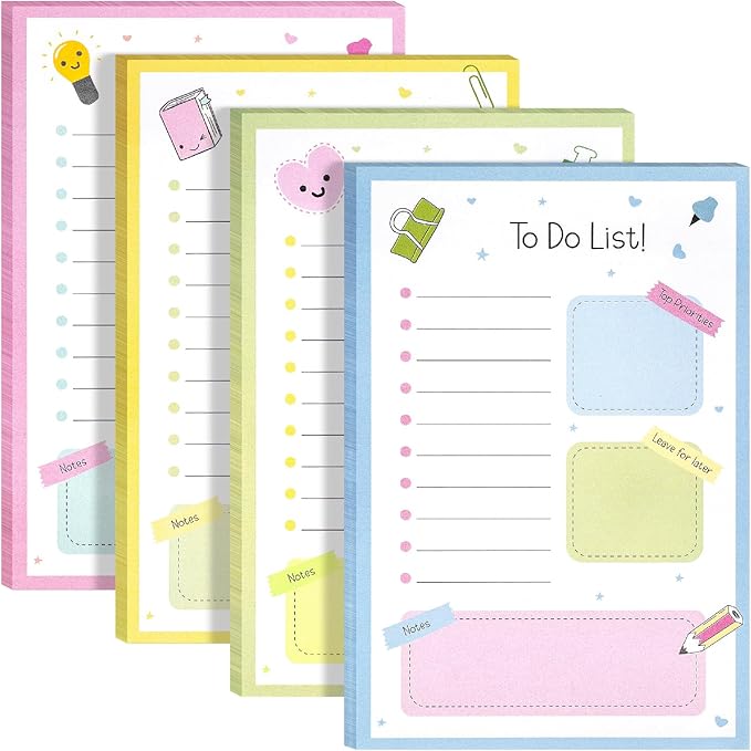 Mr. Pen- to Do List Sticky Notes, 4"x6", 4 Pads, 200 Sheets, School Style, to Do List Notepad, Lined Sticky Notes, Todo List Notepad