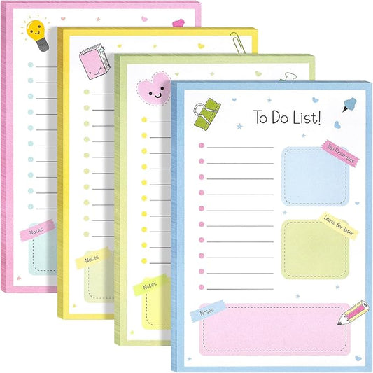 Mr. Pen- to Do List Sticky Notes, 4"x6", 4 Pads, 200 Sheets, School Style, to Do List Notepad, Lined Sticky Notes, Todo List Notepad