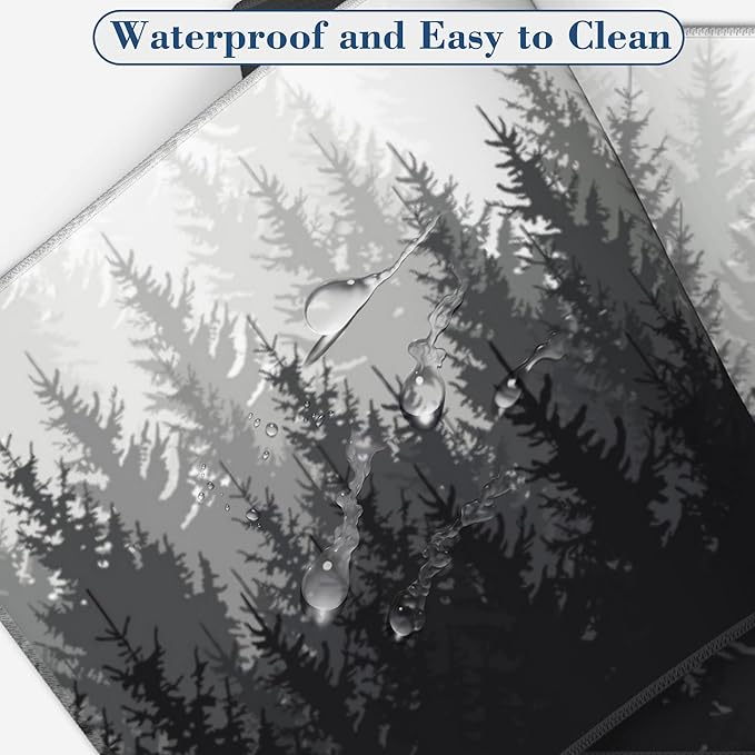 Large Mouse Pad Forest Silhouette Extended Gaming Mousepad Waterproof Desk Pad with Non-Slip Base and Stitched Edge Keyboard Pad XL 11.8 x 31.5 Inch Mouse Mat for Home Office Desk Decor