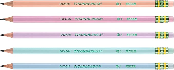 Ticonderoga® Pastel Pencils, 2 Soft, Assorted Colors, Pack Of 10 Pencils