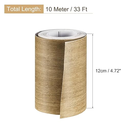 uxcell Wood Grain Tape, 4.72" x33 Ft Wall Paper Border Sticker Self-Adhesive Wood Grain Repair Patch with Scraper for Wall Corner Table Door Sofa Furniture Home Decor (Light Yellow)