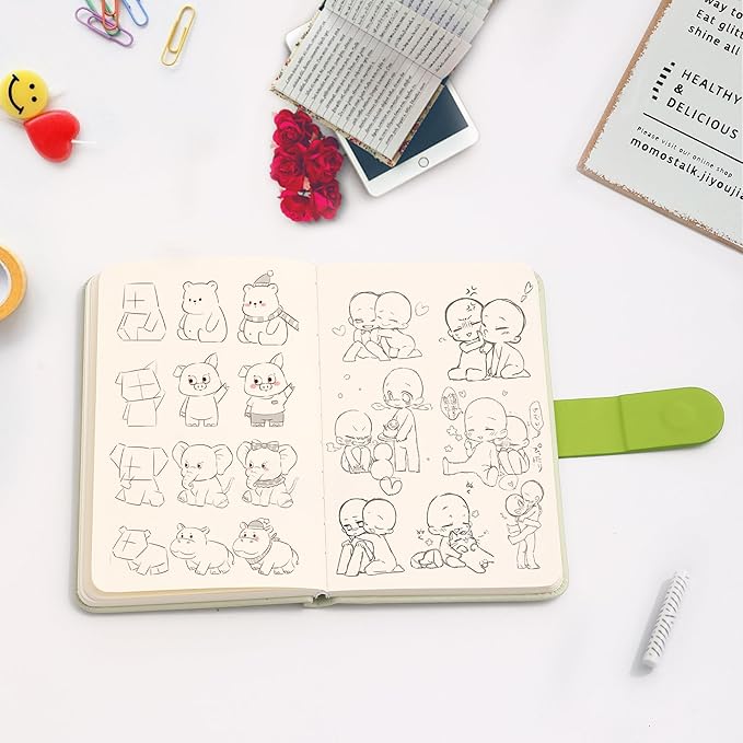 BOBO RABBIT Blank Journal Small Pocket Leather Notebook No Lines for Drawing Plain Sketch Book Cute Cartoon Capybara Unlined Journal for Travel Work School, 200 Pages, 3.7"X5.9"