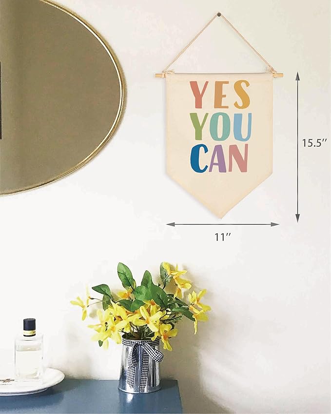 Boho Banner Flag Sign Pennant Poster Wall Decor Gifts for Nursery Baby Room Playroom Reading Room Bedroom Door Classroom Boy Girl Kids Teen-Baby,Shower,Birthday Christmas Gifts-Yes You Can