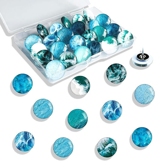 Ocean Decorative Push Pins, Thumb Tacks for Bulletin Board, Bulletin Board Decorations,Photos Wall Maps,Cute Thumbtack for Desk Accessories,Classroom Decor, Office Decor and Home(Ocean-24)
