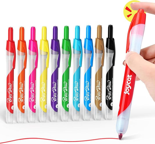 JoyCat Click & Draw Washable Markers for kids with Retractable Tips,10 Colors Markers Set,retractable marker for Toddlers Kids, Ideal arts & crafts supplies,coloring markers,Holiday Gifts for Kid.