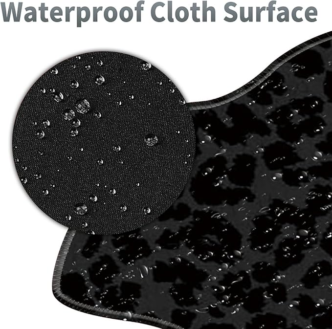 Black Leopards Large Gaming Mouse Pad Plus a Coaster, 35.4 x 15.7 inches Desk Mat Extended XXL Mousepad with Stitched Edge Non-Slip Rubber, Desk Pad Computer Mouse Mat for Home Office