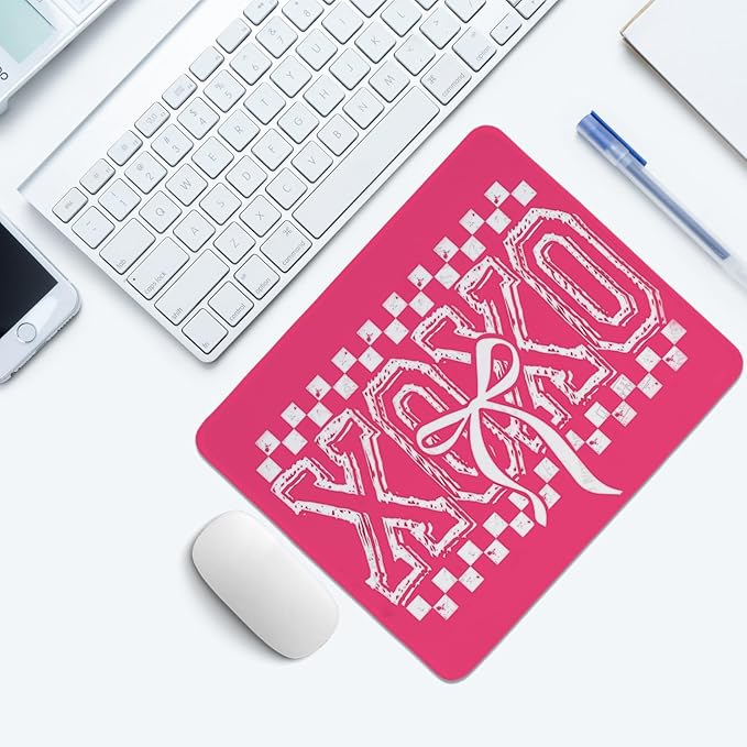 Pink Retro XOXO Mouse Pad,Coquette Valentines Varsity Desk Mat,Retro Valentine's Day Mouse Pad for Dorm Home Office Decor,Valentine's Day Gift,10.2x8.3 Inch
