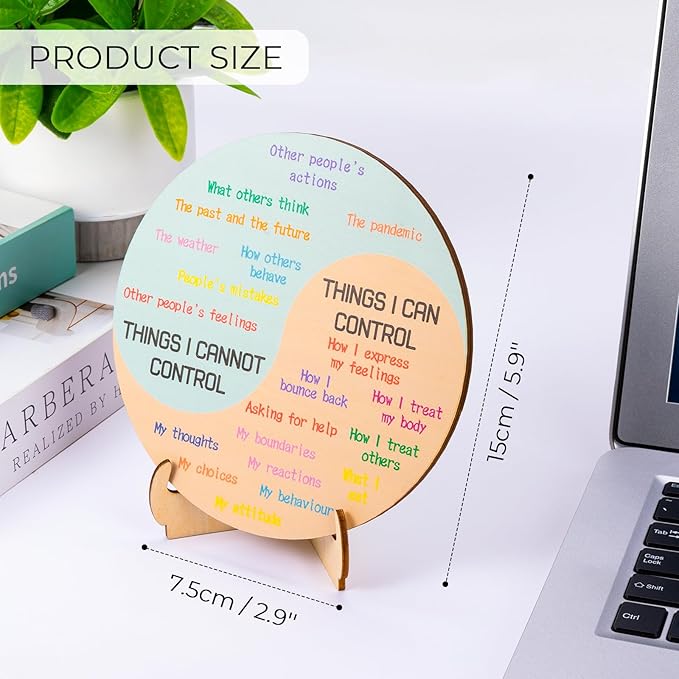 Feelings Wheel Therapy Office Desk Decor - Double Sided Mental Health Emotions Chart with Stand, Therapist Gifts for Home Office Women Man