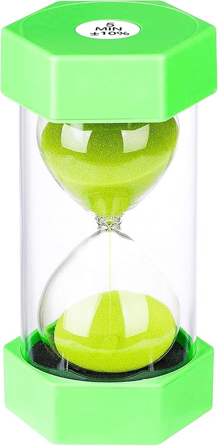 SuLiao Sand Timer 5 Minute Hourglass Timer,Plastic Sand Clcok,Big Green Sand Watch 5 Min,Reloj De Arena 5 Minutos,Hour Glass Colorful Sandglass for Kids, Games, Classroom, Kitchen, Decorative