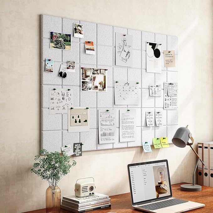 Large Cork Board for Walls, Yunihome 6 Pack 36" x 24" Felt Bulletin Board Wall Tiles for Home Kitchen School Office Wall Decor with Assorted Colors DIY Decorative Push Pins Sets