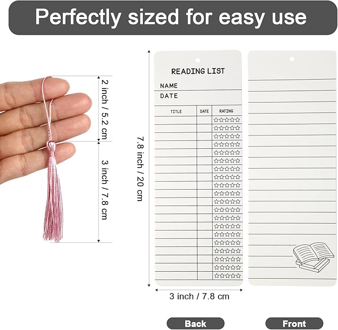 50 Pack Read Across America Bookmarks with Tassels - Bulk Reading Tracker & Log for Students - 3x8 Inch Classroom Rewards for Literacy Week, Teachers, School Library - Reading Challenge Prizes (White)